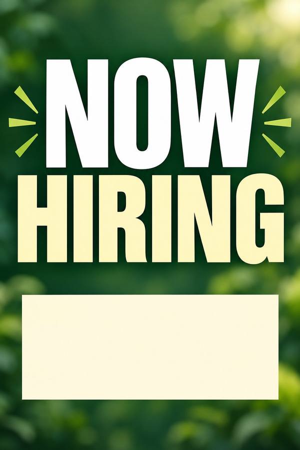 Now Hiring sign, photo