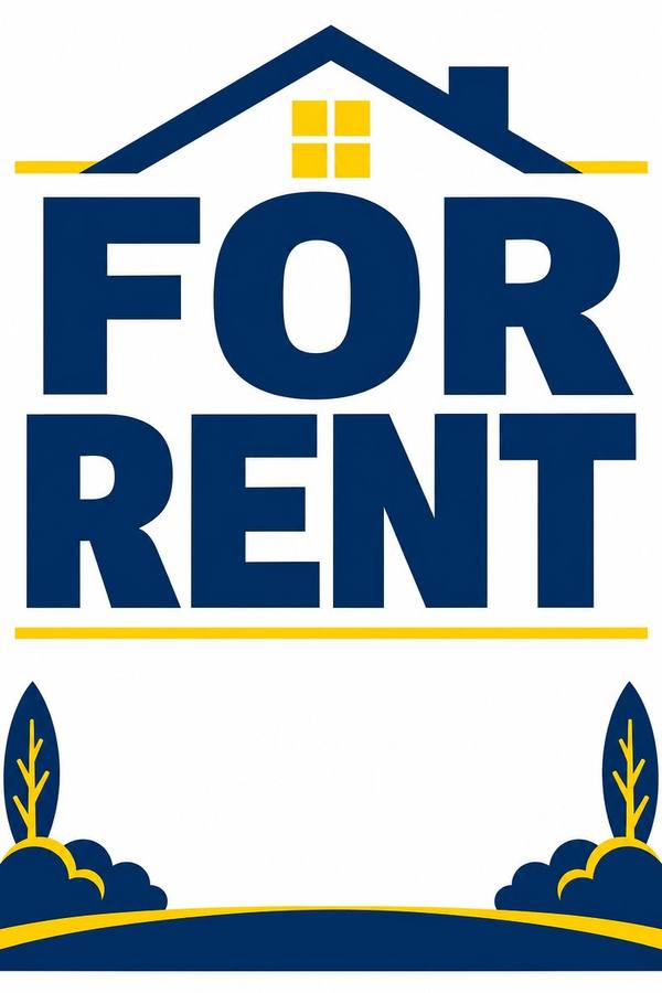 For Rent sign, illustrated