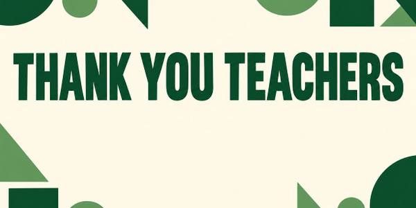 Thank You Teachers and Staff Appreciation banner, geometric