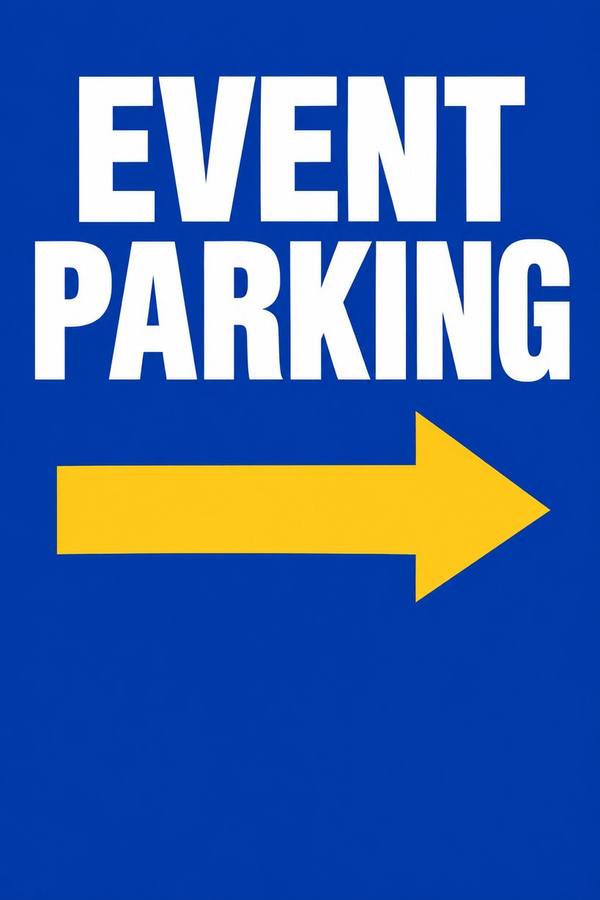 Event Parking and This Way sign, clean