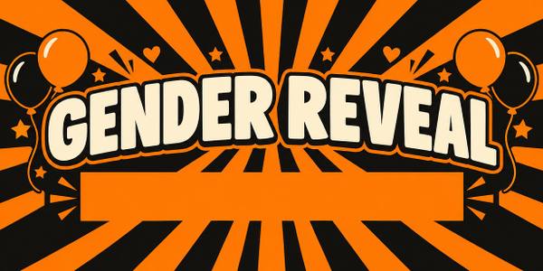 Baby Shower and Gender Reveal banner, retro