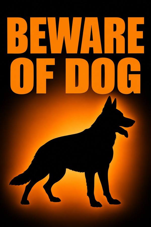 Beware Of Dog sign, gradient