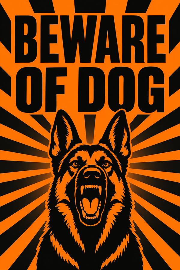 Beware Of Dog sign, retro