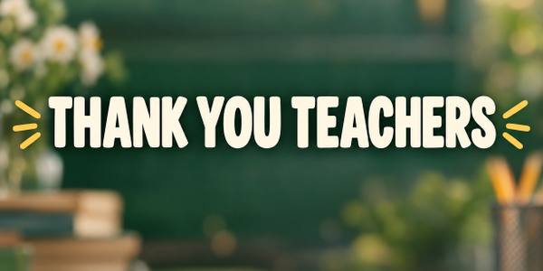 Thank You Teachers and Staff Appreciation banner, photo