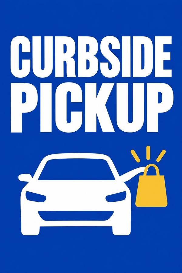 Curbside Pickup and Drive Thru Open sign, clean