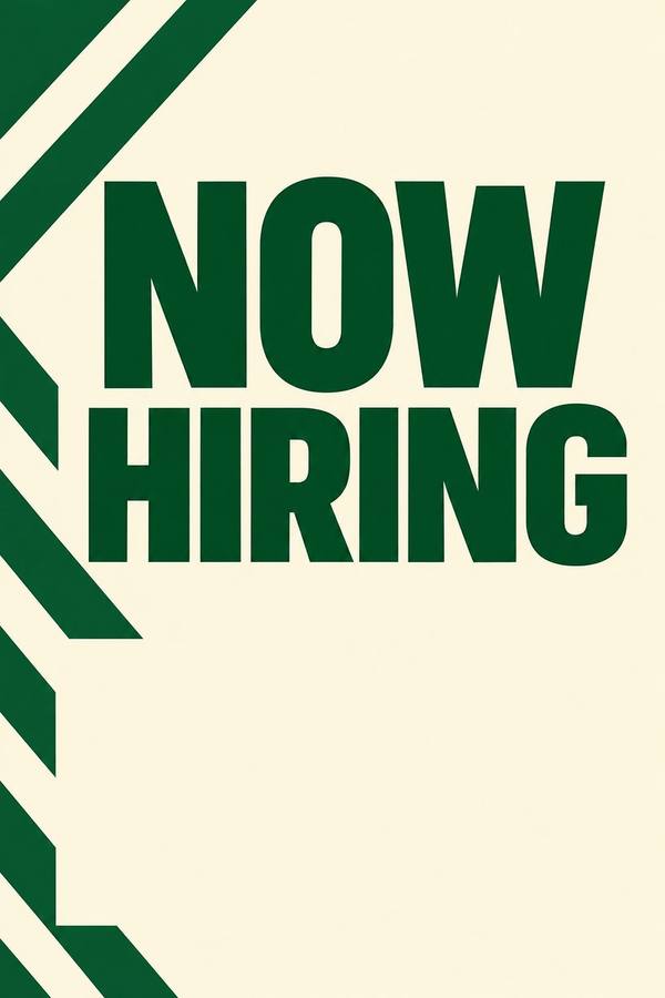 Now Hiring sign, bold