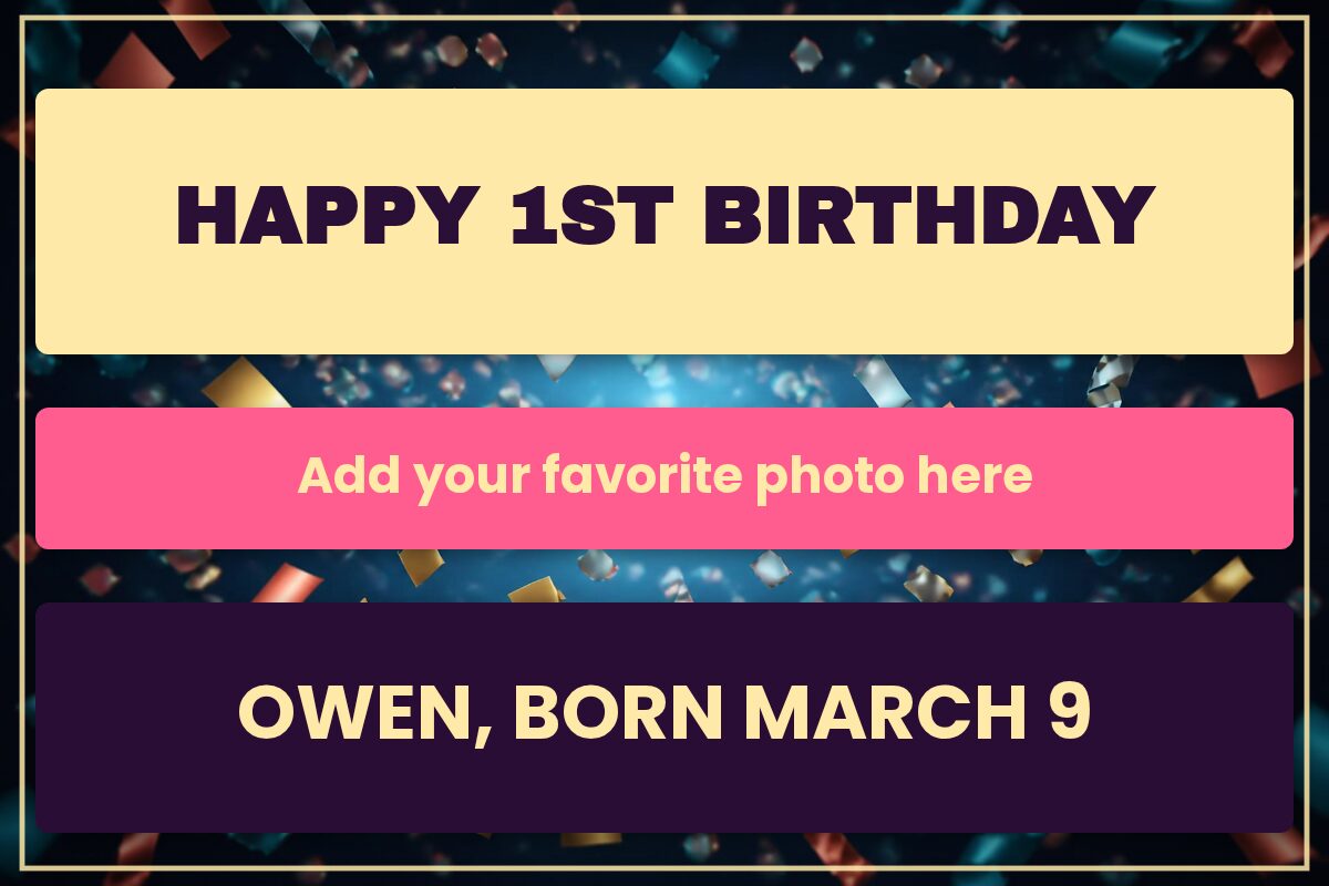 Photo Slot Frame Birthday yard sign template