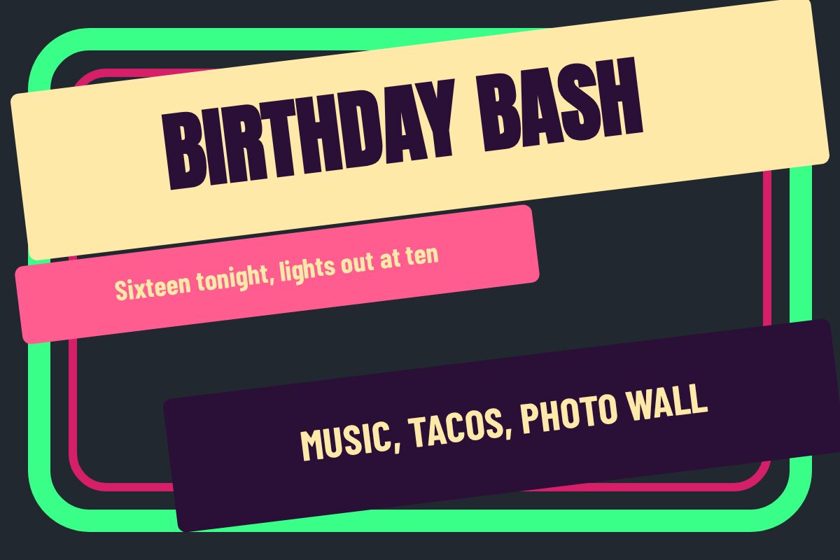 Teen Neon Birthday yard sign template