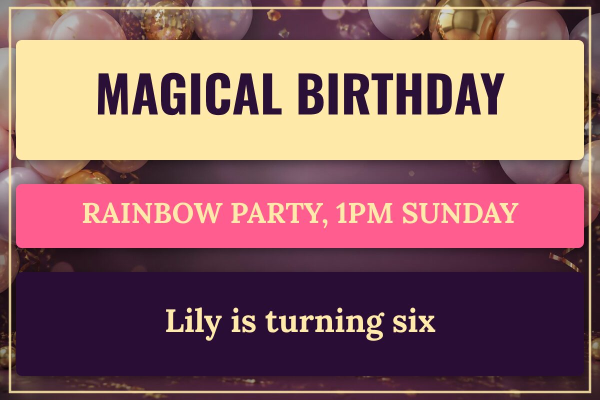 Unicorn Rainbow Birthday yard sign template