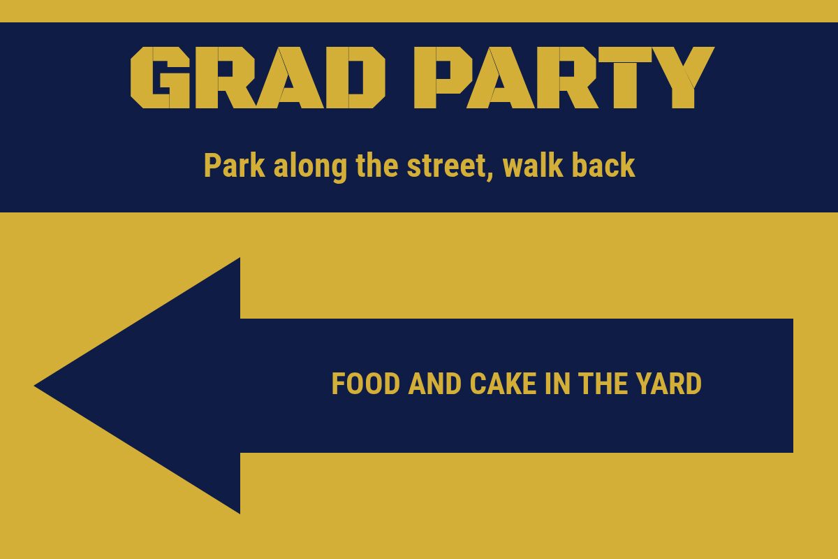 Grad Party This Way: Left Graduation yard sign template