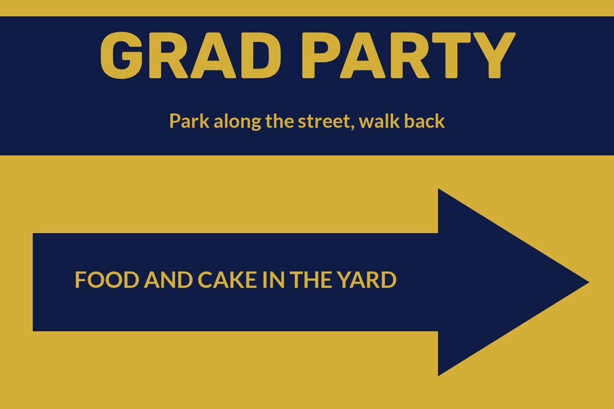 Grad Party This Way: Right Graduation yard sign template