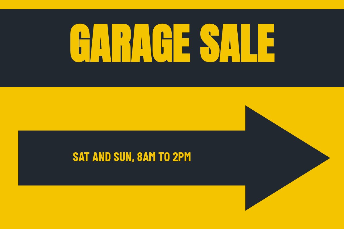 Classic Yellow Arrow Garage Sale yard sign template