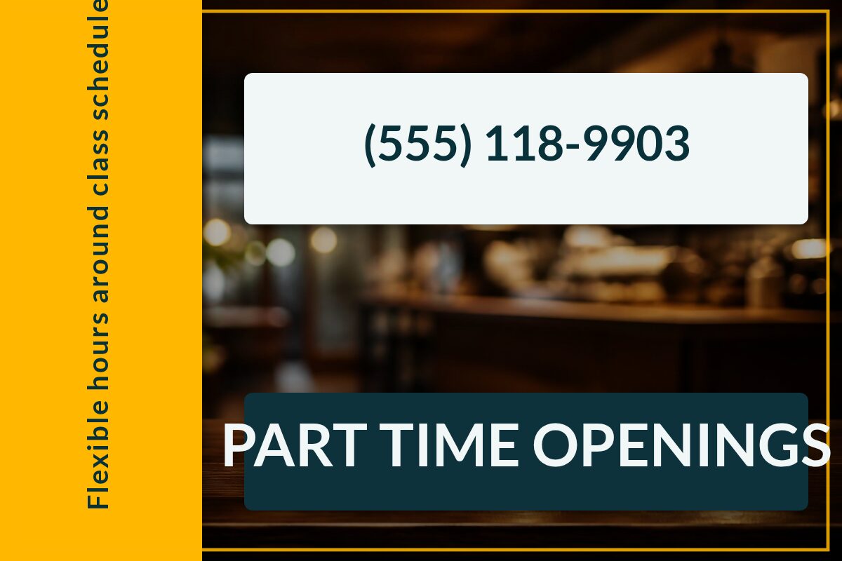 Part Time Openings Now Hiring yard sign template