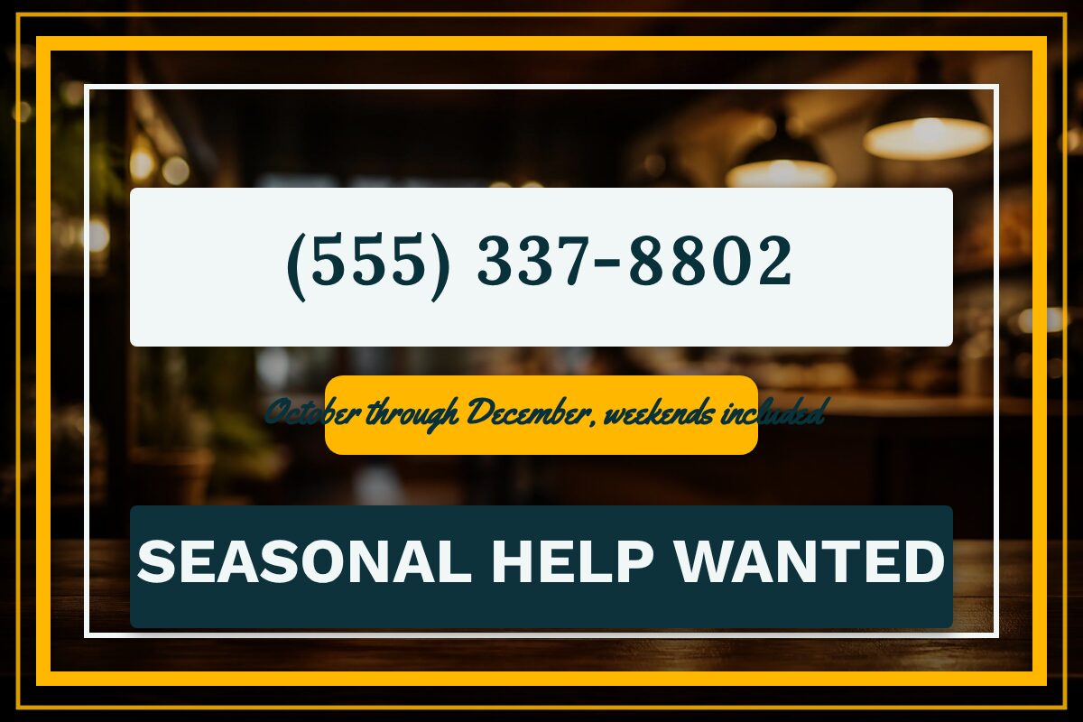 Seasonal Help Wanted Now Hiring yard sign template