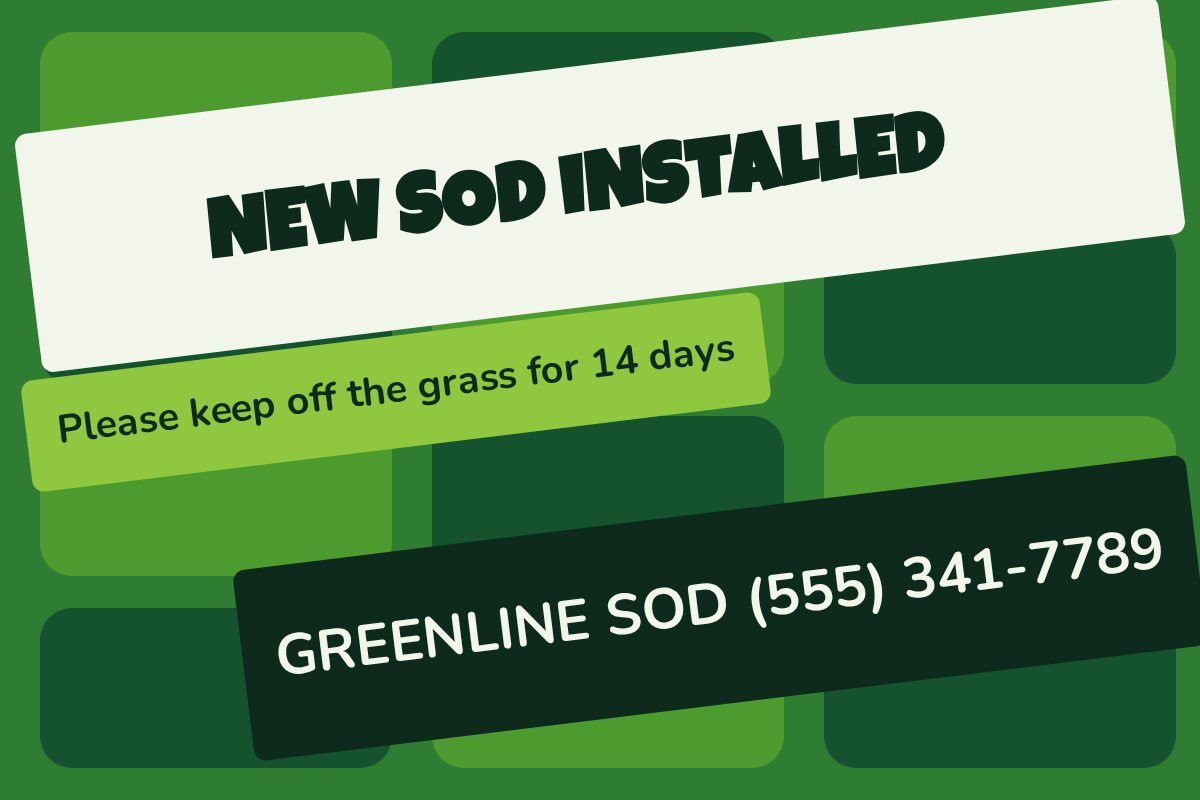 New Sod Install Landscaping yard sign template
