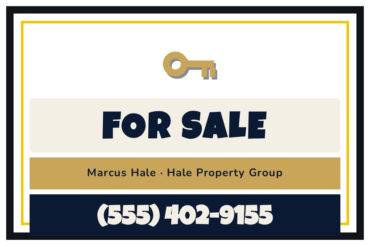 For Sale: Black Real Estate yard sign template