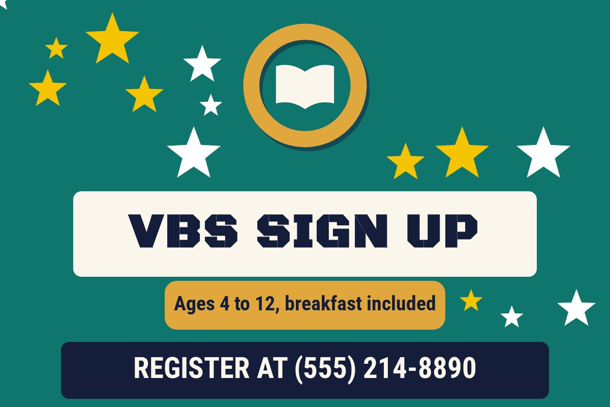 VBS Registration Open School and Church yard sign template